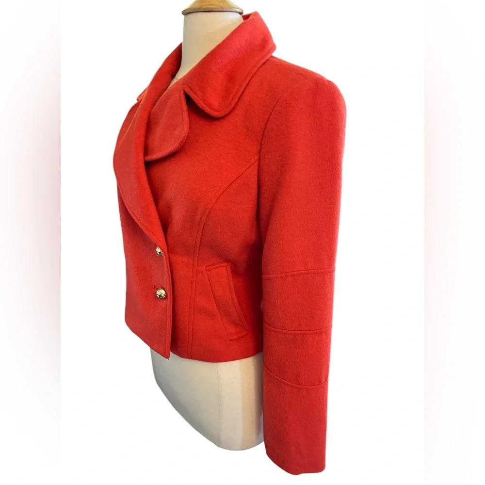 The Limited Orange Crop Wool Blend Double breast Pea Coat w/Gold Buttons Size S